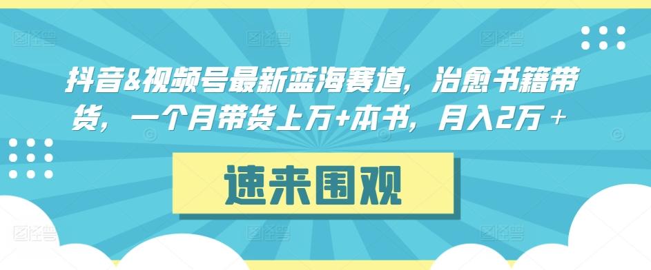 抖音&视频号最新蓝海赛道，治愈书籍带货，一个月带货上万+本书，月入2万＋【揭秘】-金腾科技