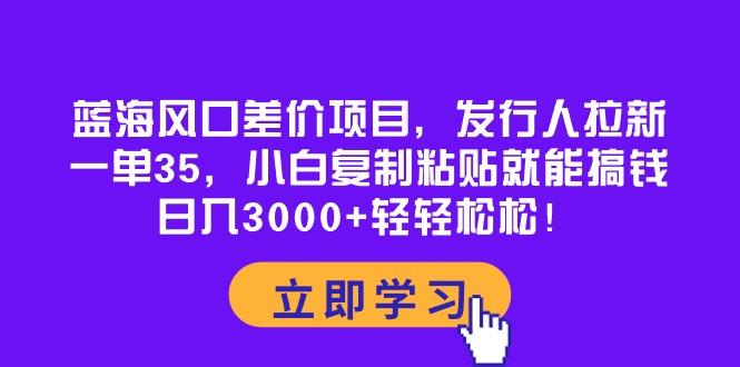 蓝海风口差价项目，发行人拉新，一单35，小白复制粘贴就能搞钱！日入30…-金腾科技