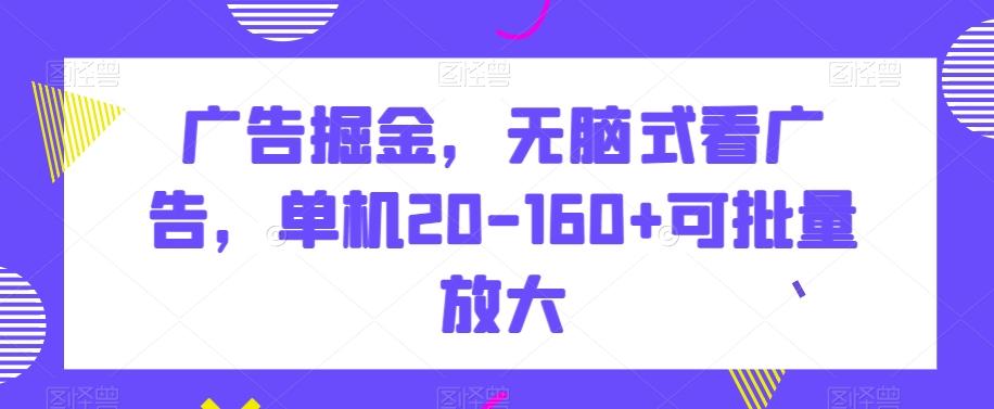 广告掘金，无脑式看广告，单机20-160+可批量放大【揭秘】-金腾科技