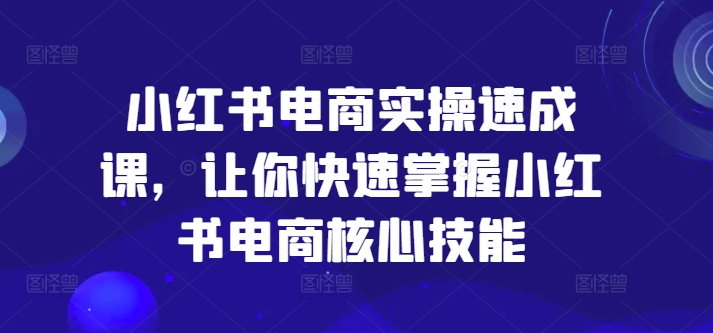 小红书电商实操速成课，让你快速掌握小红书电商核心技能-金腾科技