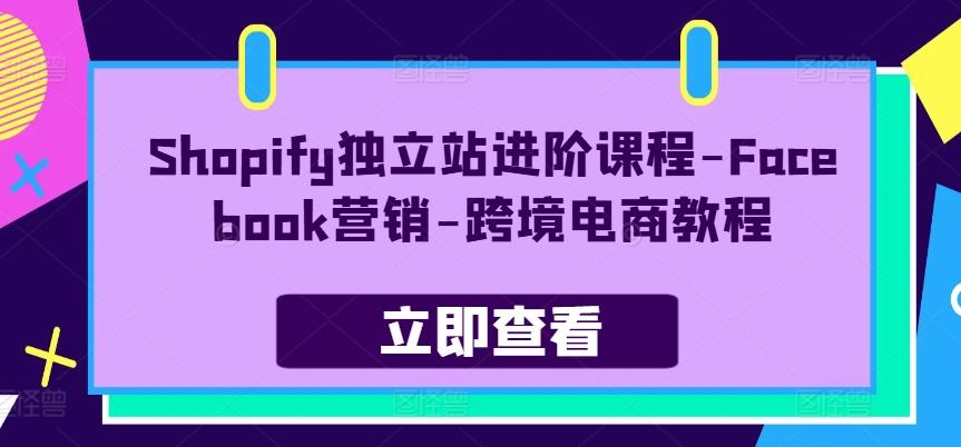 Shopify独立站进阶课程-Facebook营销-跨境电商教程-金腾科技