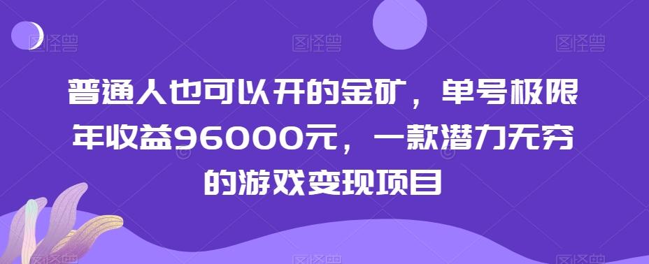 普通人也可以开的金矿，单号极限年收益96000元，一款潜力无穷的游戏变现项目【揭秘】-金腾科技