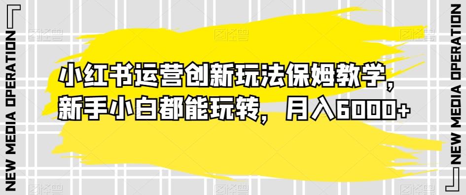 小红书运营创新玩法保姆教学，新手小白都能玩转，月入6000+【揭秘】-金腾科技