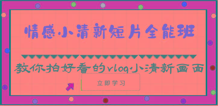 情感小清新短片全能班-教你拍好看的vlog小清新画面(30节课)-金腾科技