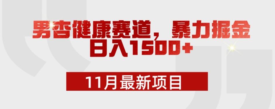 11月最新项目，男杏健康赛道，暴力掘金，日入1500+-金腾科技