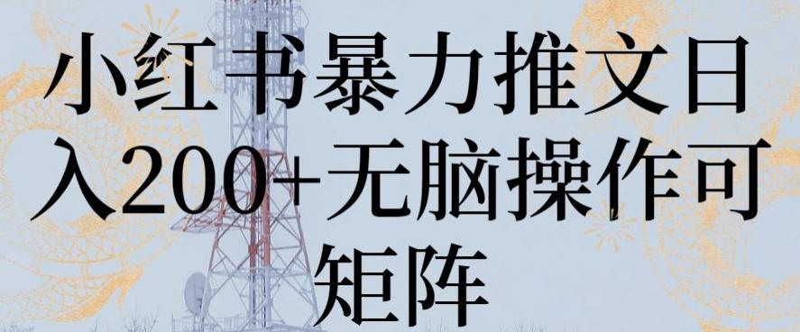 小红书暴力推文日入200+无脑操作可矩阵【揭秘】-金腾科技