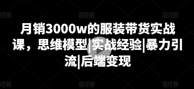 月销3000w的服装带货实战课，思维模型|实战经验|暴力引流|后端变现-金腾科技