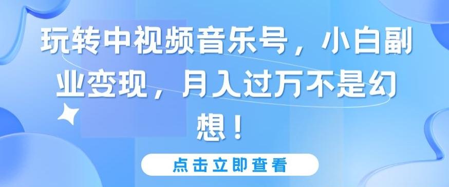玩转中视频音乐号，小白副业变现，月入过万不是幻想【揭秘】-金腾科技