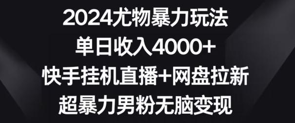2024尤物暴力玩法，单日收入4000+，快手挂机直播+网盘拉新，超暴力男粉无脑变现【揭秘】-金腾科技