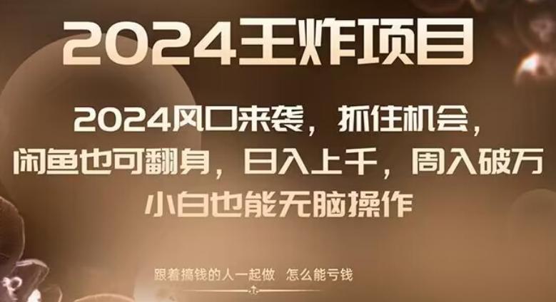 2024风口项目来袭，抓住机会，闲鱼也可翻身，日入上千，周入破万，小白也能无脑操作-金腾科技