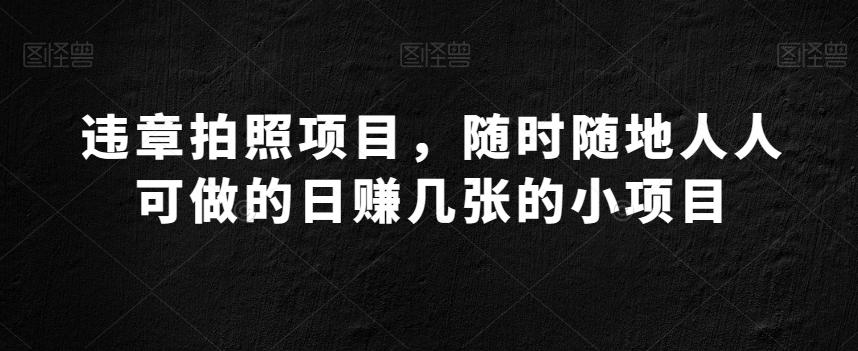 违章拍照项目，随时随地人人可做的日赚几张的小项目-金腾科技