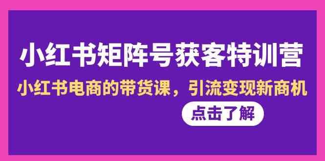 小红书矩阵号获客特训营-第10期，小红书电商的带货课，引流变现新商机-金腾科技