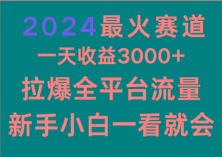 2024最火赛道，一天收一3000+.拉爆全平台流量，新手小白一看就会-金腾科技