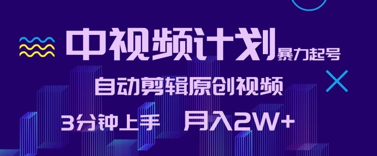 中视频计划暴力起号，自动剪辑原创视频，3分钟上手，月入2W+【揭秘】-金腾科技