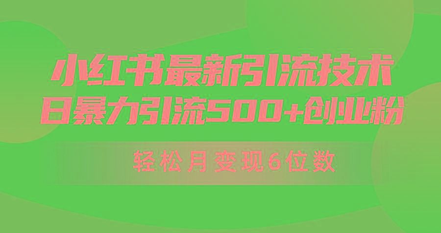 (9871期)日引500+月变现六位数24年最新小红书暴力引流兼职粉教程-金腾科技