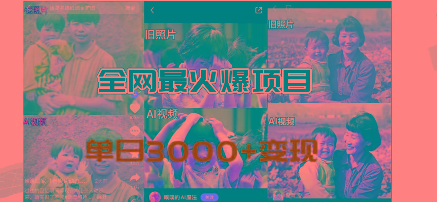 全网爆火的AI让老照片动起来教程，蹭热点日赚3000+，内含免费工具一键…-金腾科技