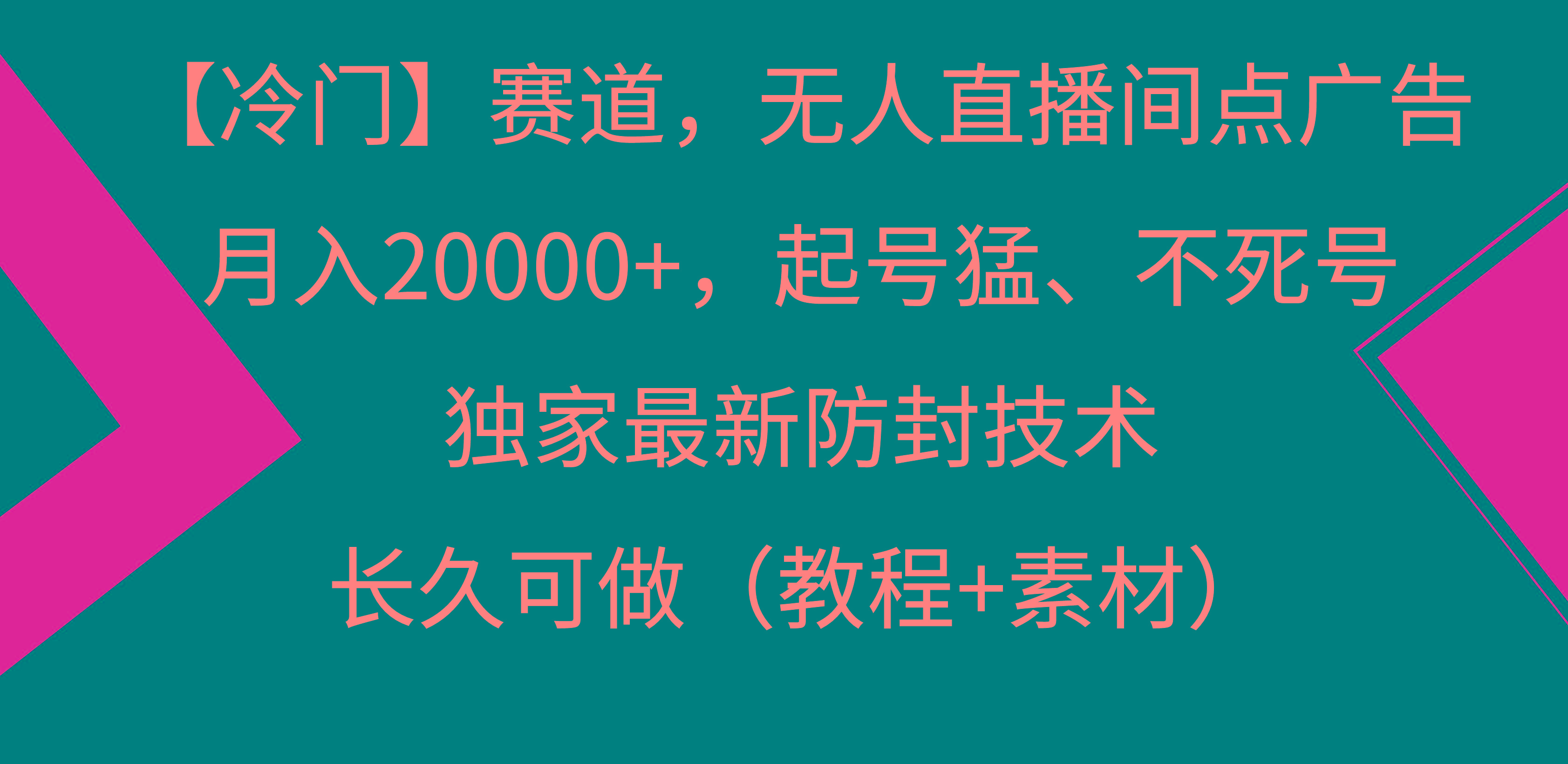 【冷门】赛道，无人直播间点广告，月入20000+，起号猛、不死号，独家最…-金腾科技