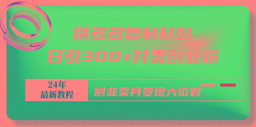 拼多多复制粘贴日引300+付费创业粉，割韭菜月变现六位数最新教程！-金腾科技