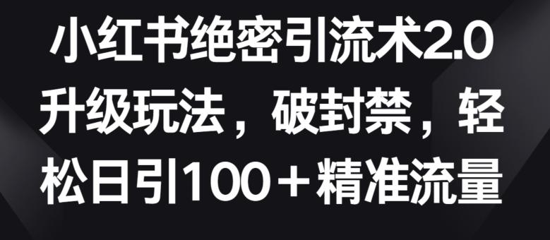 小红书绝密引流术2.0升级玩法，破封禁，轻松日引100+精准流量【揭秘】-金腾科技
