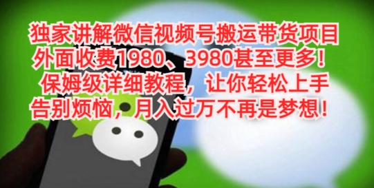 独家讲解微信视频号搬运带货项目，保姆级详细教程-金腾科技