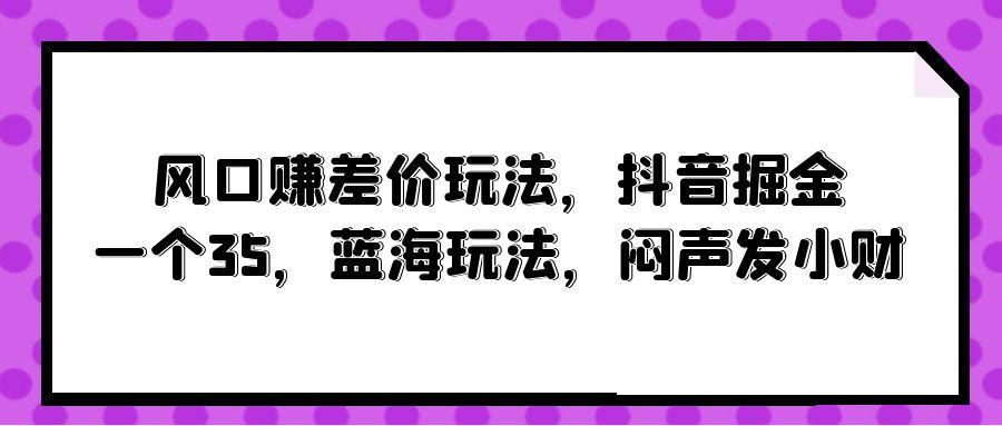 (10022期)风口赚差价玩法，抖音掘金，一个35，蓝海玩法，闷声发小财-金腾科技