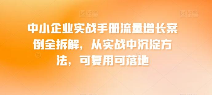 中小企业实战手册流量增长案例全拆解，从实战中沉淀方法，可复用可落地-金腾科技