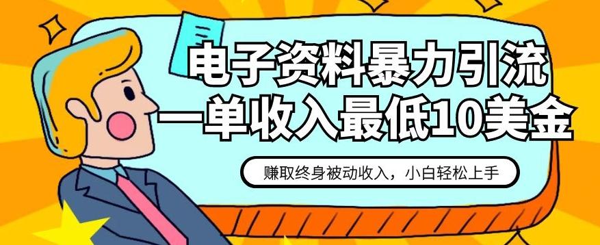 电子资料暴力引流，一单最低10美金，赚取终身被动收入，保姆级教程【揭秘】-金腾科技
