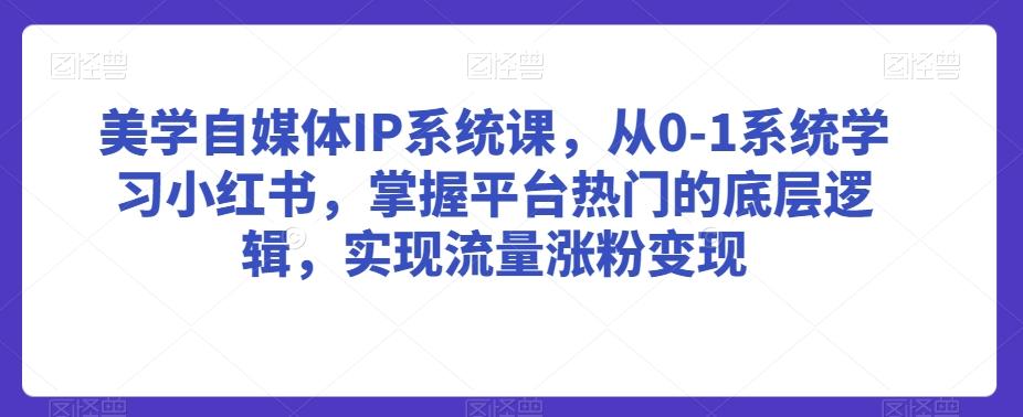 美学自媒体IP系统课，从0-1系统学习小红书，掌握平台热门的底层逻辑，实现流量涨粉变现-金腾科技