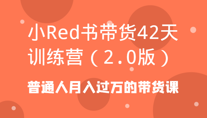 小Red书带货42天训练营(2.0版)普通人月入过万的带货课-金腾科技