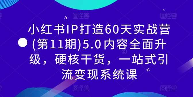 小红书IP打造60天实战营(第11期)5.0​内容全面升级，硬核干货，一站式引流变现系统课-金腾科技