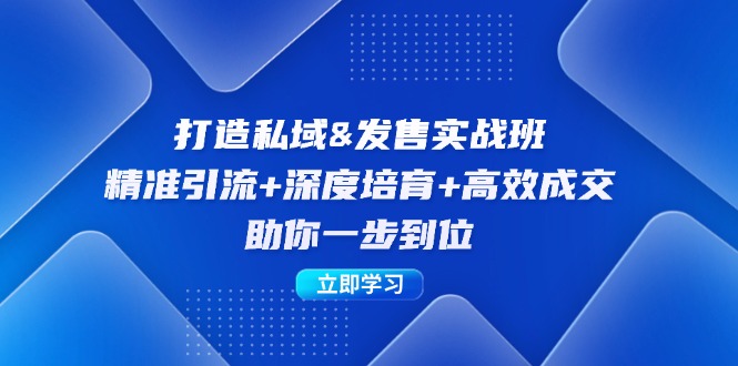 打造私域&发售实操班：精准引流+深度培育+高效成交，助你一步到位-金腾科技