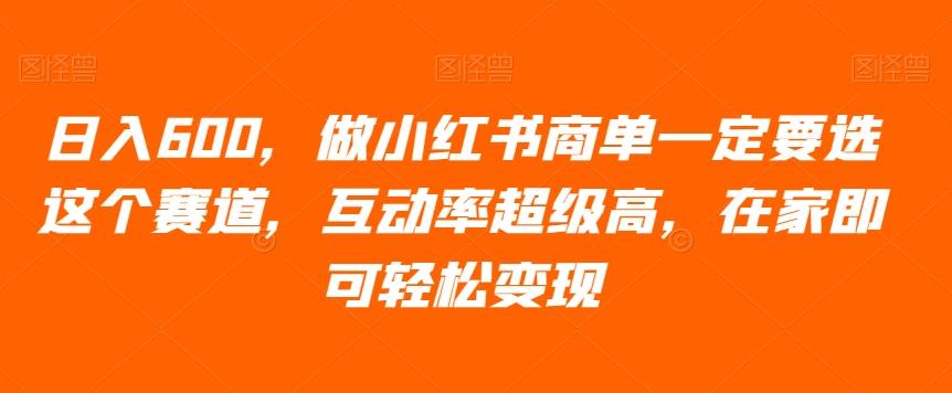 日入600，做小红书商单一定要选这个赛道，互动率超级高，在家即可轻松变现-金腾科技