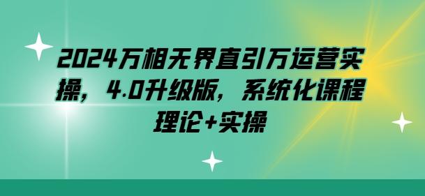 2024万相无界直引万运营实操，4.0升级版，系统化课程 理论+实操-金腾科技