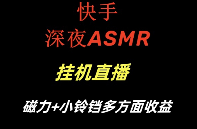快手深夜ASMR挂机直播，磁力+小铃铛收益(附带工具和5G素材)【揭秘】-金腾科技