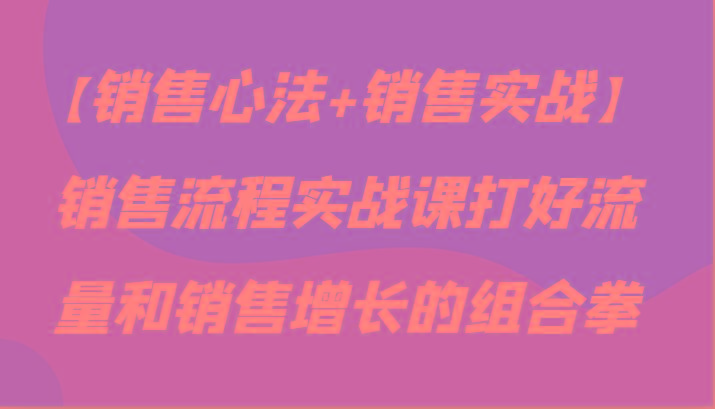 【销售心法+销售实战】销售流程实战课打好流量和销售增长的组合拳-金腾科技
