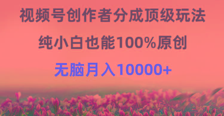 (9608期)视频号创作者分成顶级玩法，纯小白也能100%原创，无脑月入10000+-金腾科技