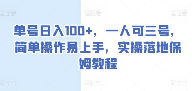 单号日入100+，一人可三号，简单操作易上手，实操落地保姆教程【揭秘】-金腾科技