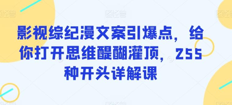 影视综纪漫文案引爆点，给你打开思维醍醐灌顶，255种开头详解课-金腾科技