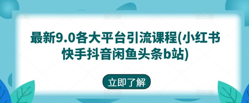 最新9.0各大平台引流课程(小红书快手抖音闲鱼头条b站)-金腾科技