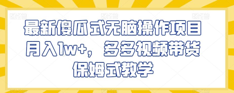 最新傻瓜式无脑操作项目月入1w+，多多视频带货保姆式教学【揭秘】-金腾科技
