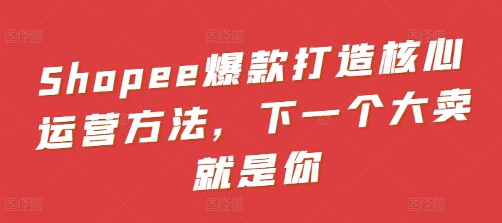 Shopee爆款打造核心运营方法，下一个大卖就是你-金腾科技