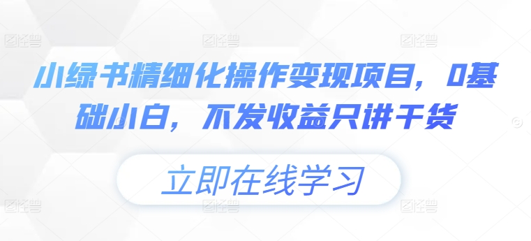 小绿书精细化操作变现项目，0基础小白，不发收益只讲干货-金腾科技