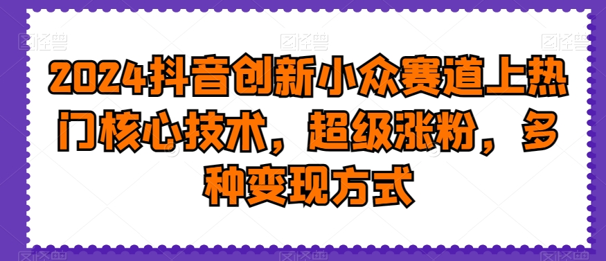 2024抖音创新小众赛道上热门核心技术，超级涨粉，多种变现方式【揭秘】-金腾科技