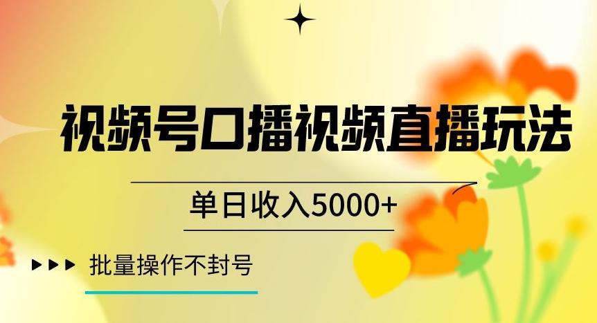 视频号囗播视频直播玩法，单日收入5000+，批量操作不封号【揭秘】-金腾科技