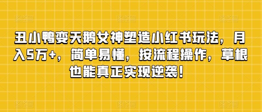 丑小鸭变天鹅女神塑造小红书玩法，月入5万+，简单易懂，按流程操作，草根也能真正实现逆袭！-金腾科技