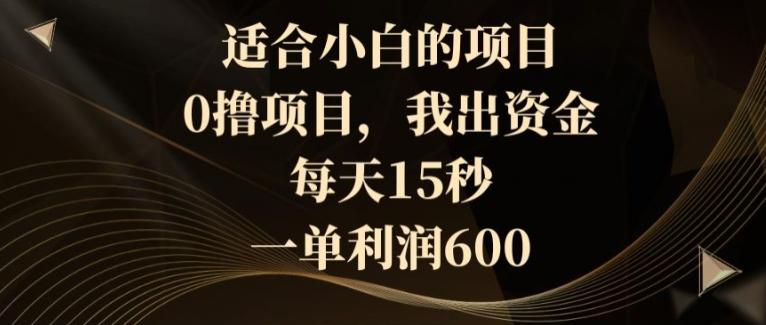 适合小白的项目，0撸项目，我出资金，每天15秒，一单利润600-金腾科技