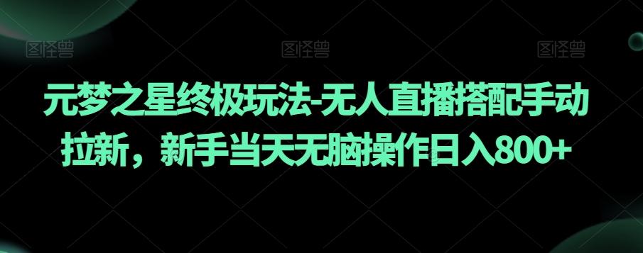 元梦之星终极玩法-无人直播搭配手动拉新，新手当天无脑操作日入800+【揭秘】-金腾科技