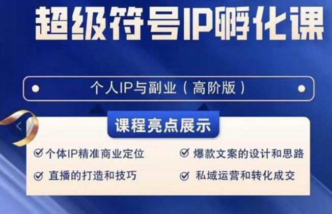 超级符号IP孵化高阶课，建立流量思维底层逻辑，打造属于自己IP（51节课）-金腾科技