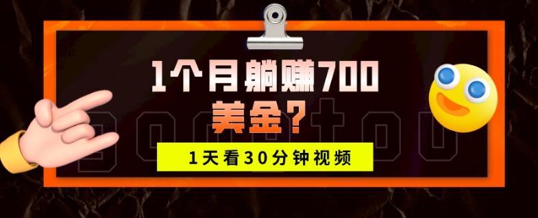 1天看30分钟视频，1个月躺赚700美金？-金腾科技