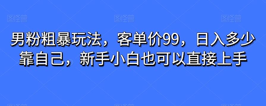 男粉粗暴玩法，客单价99，日入多少靠自己，新手小白也可以直接上手-金腾科技
